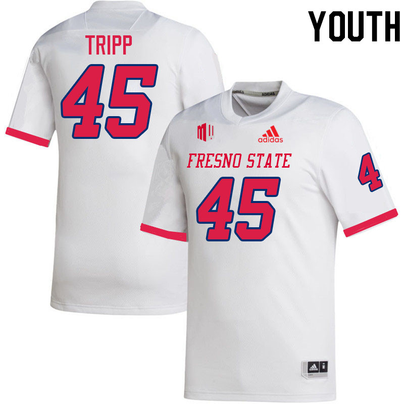 Youth #45 Connor Tripp Fresno State Bulldogs College Football Jerseys Stitched-White